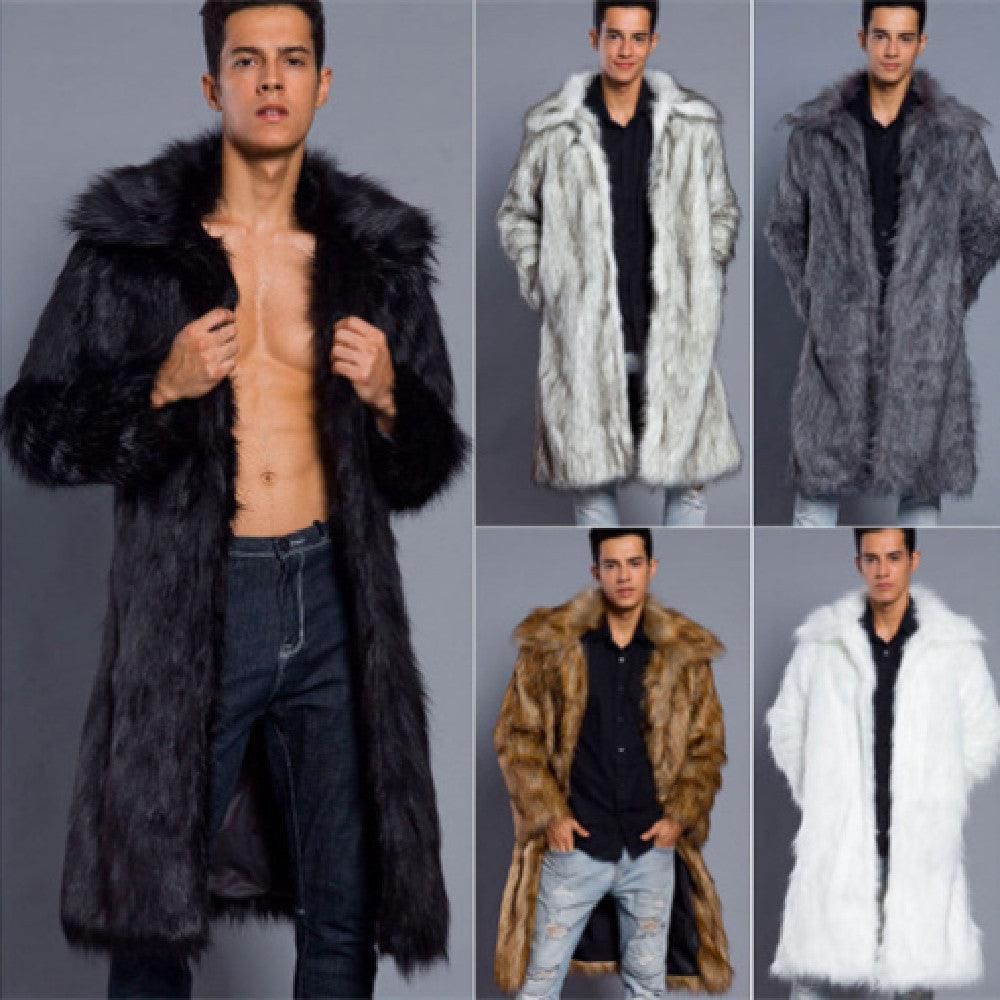 Men's Long Faux Fur Overcoat