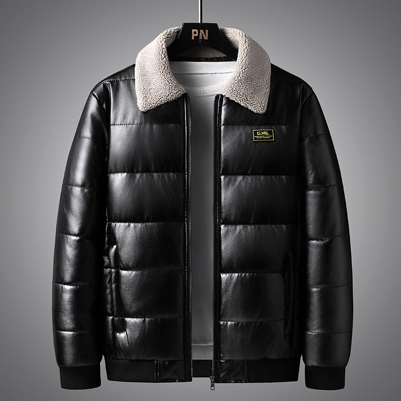 Lapel Collar Trendy Men's Winter Jacket Thickened - WOMONA.COM