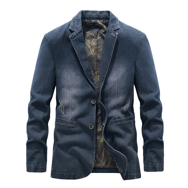 Handsome Fit Suit Spring And Autumn Denim Jacket - WOMONA.COM