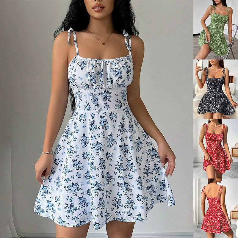 Women's printed open-back A-line mini dress – product image 1