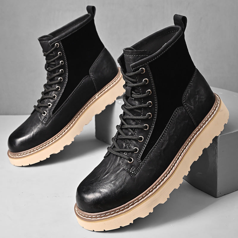 Botas de trabajo de estilo británico de caña alta para hombre de tendencia