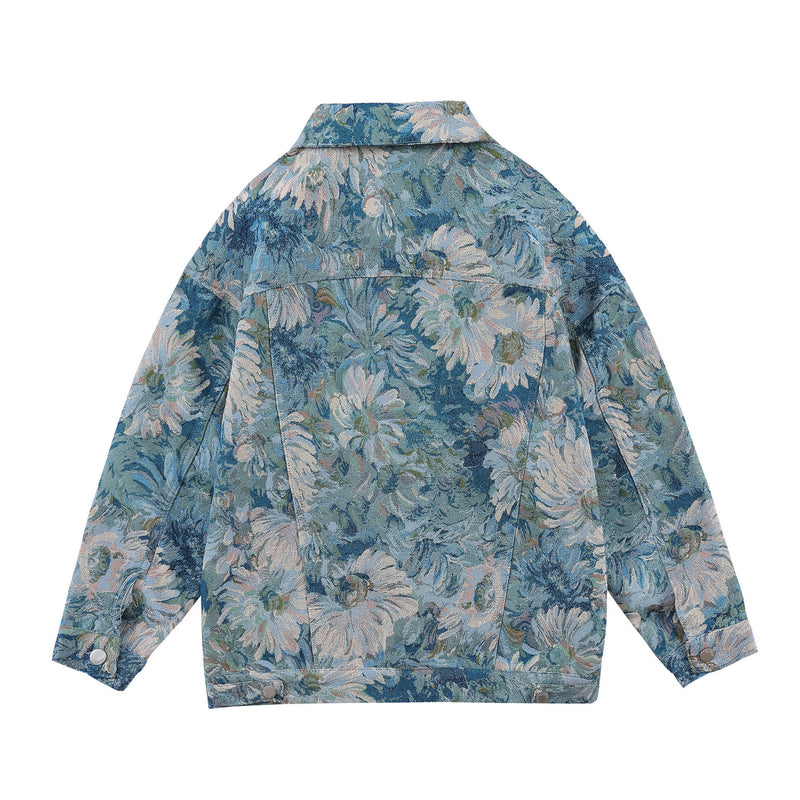 Creative Floral Denim Men Autumn Loose Men's And Women's Jackets - WOMONA.COM