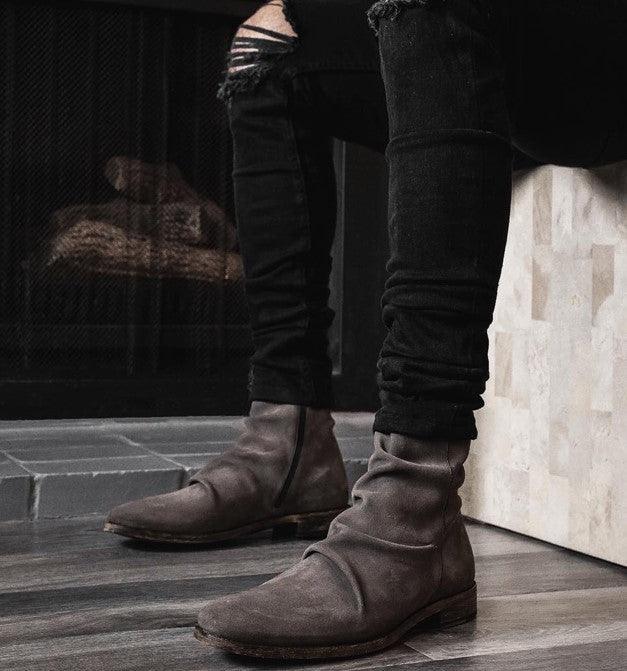 Pleated British Style Short Boots Men's - WOMONA.COM