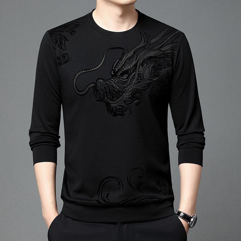 Round Neck Flocking Casual T-shirt Men - WOMONA.COM