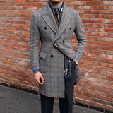 Retro High-quality Wool Plaid Polo Coat - WOMONA.COM