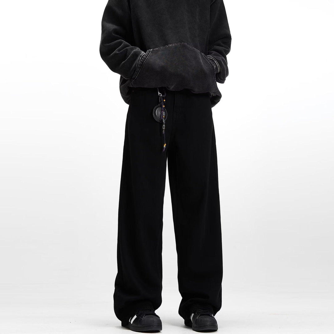 Men's Loose Vintage Straight Black Jeans