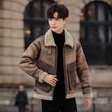 Leather And Fur Casual Coat For Men - WOMONA.COM