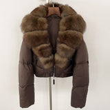 Fox Fur Collar Thick Short Down Jacket Coat