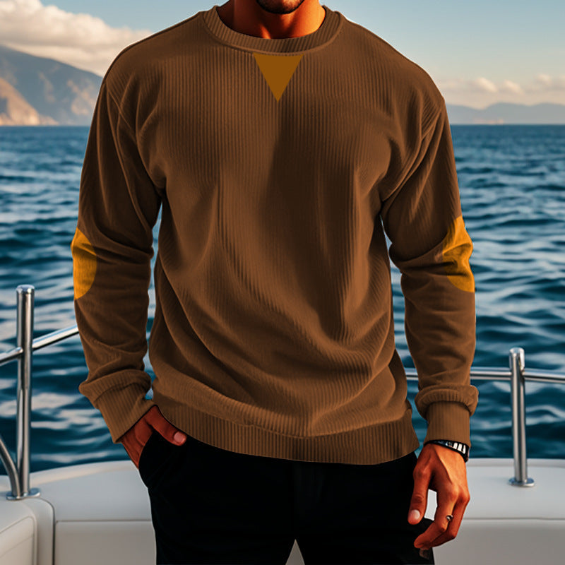 Stand Collar Corduroy Long-sleeved Sweater For Men - WOMONA.COM