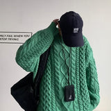 Japanese Stitching Contrast Color Cable-knit Sweater Men - WOMONA.COM