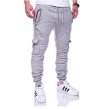 Sports Pants Striped Pleated Casual Men - WOMONA.COM