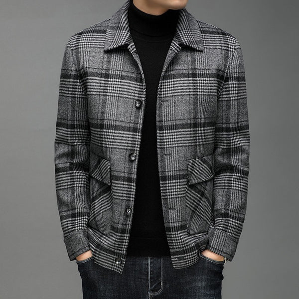 Men's Short Woolen Coat Warm Lapel - WOMONA.COM