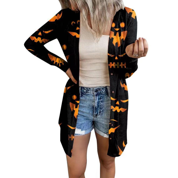 European And American Halloween Theme Printed Coat Small Cardigan Women's Clothing