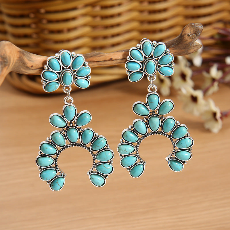 RETRO Geometric Turquoise Earrings - WOMONA.COM