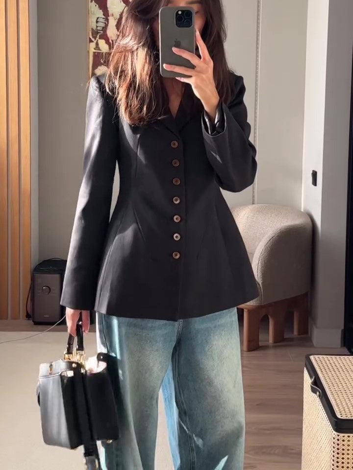 Casual Solid Color Single Breasted Blazer - WOMONA.COM