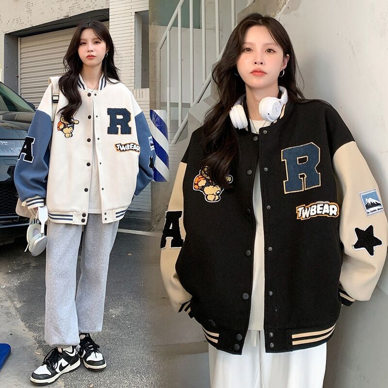 Women's Letter-Patch Varsity Jacket - product view 1