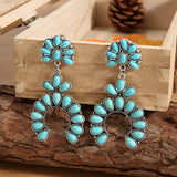 RETRO Geometric Turquoise Earrings - WOMONA.COM