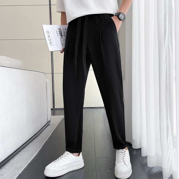 New Skinny Slimming Ice Silk Draped Casual Cropped Pants For Men - WOMONA.COM