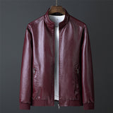 Stand Up Collar Casual Spring And Autumn Leather Jacket - WOMONA.COM