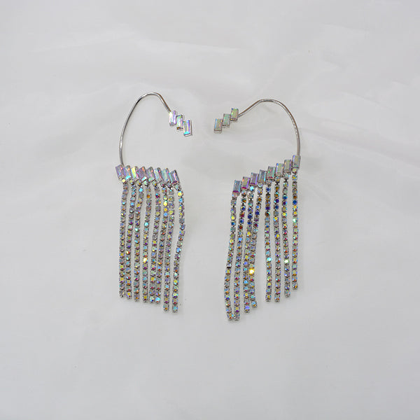 Rhinestone Tassel Earrings Women - WOMONA.COM