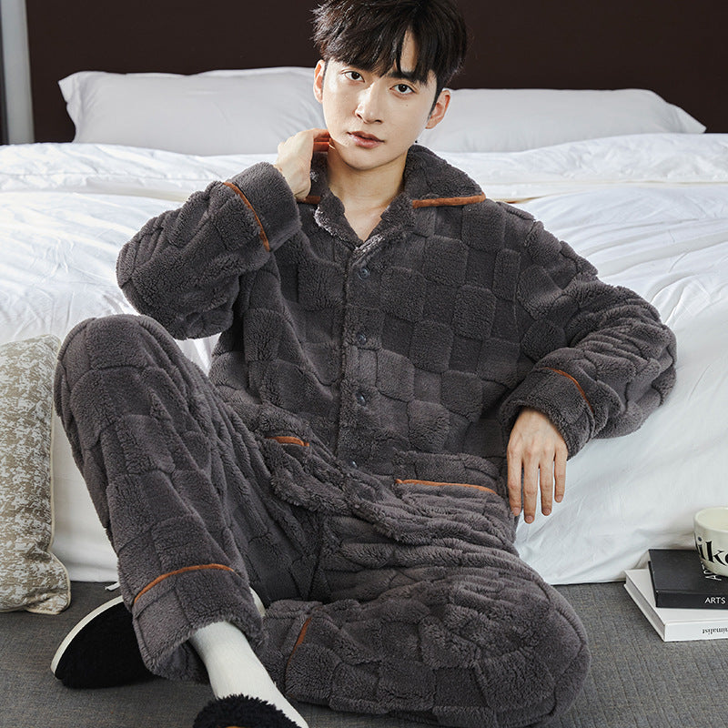 Men's Jacquard Flannel Fleece Pajama Set