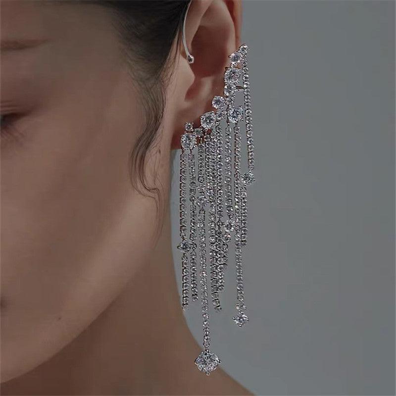 Silver-Tone Statement Tassel Earring