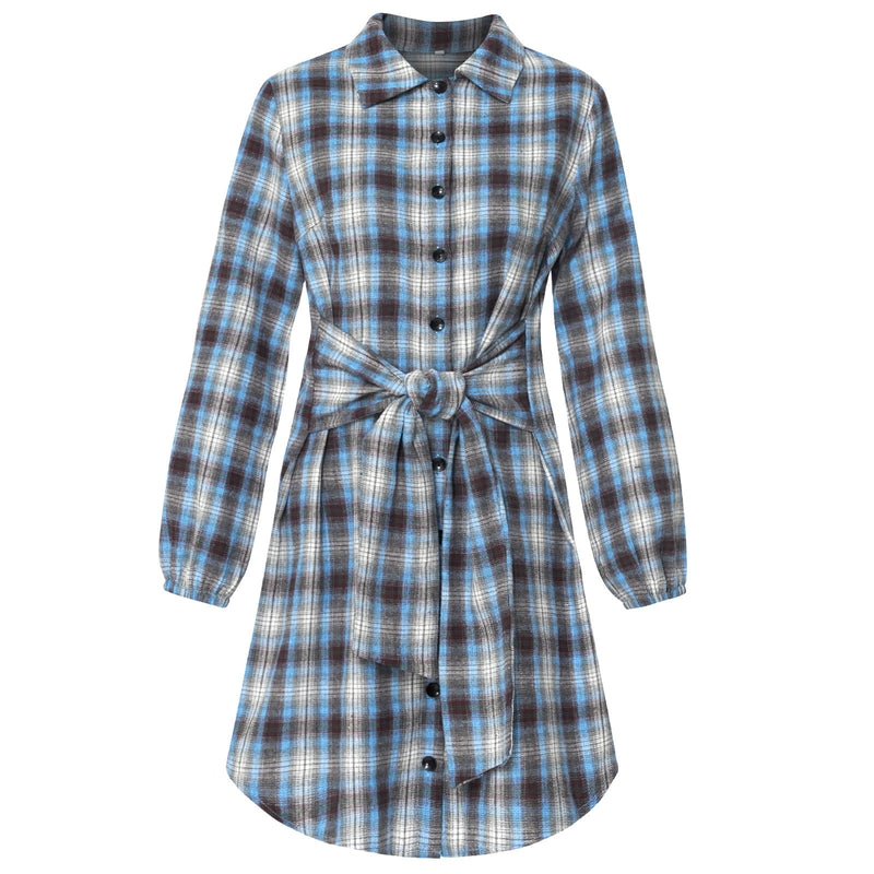 Foreign Trade Fashion Plaid Drawstring Waist-tight Dress - WOMONA.COM