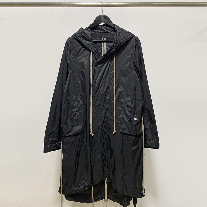 Insert Bag Solid Color Coat Large Robe Trench Coat Men - WOMONA.COM
