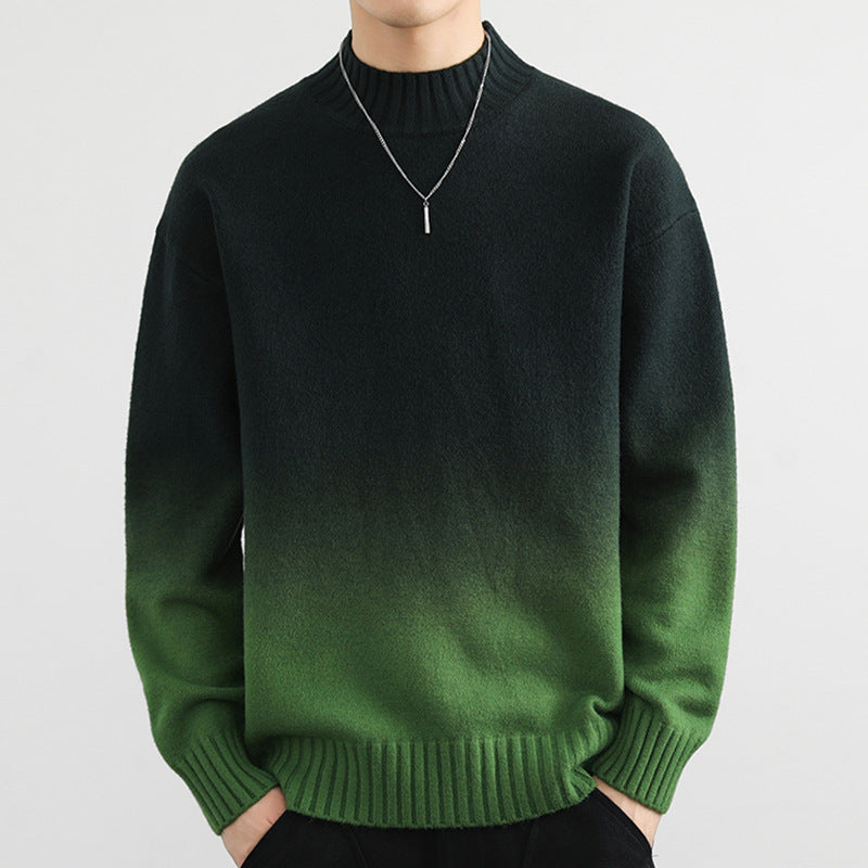 Men's army green gradient knit sweater