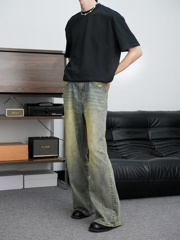 Retro Distressed Wide-leg Jeans For Men - WOMONA.COM