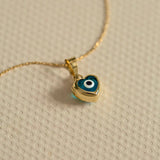 Devil's Eye Zircon Necklace Heart - WOMONA.COM