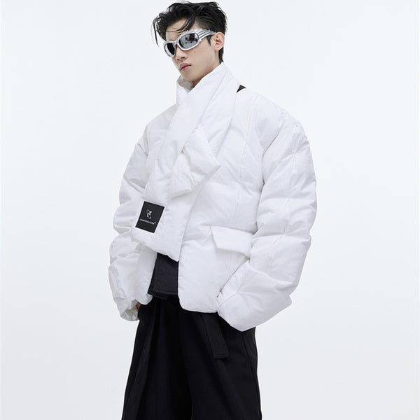 Men Design Cotton-padded Jackets With Scarves - WOMONA.COM