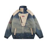 Denim Stand-up Collar Cotton-padded Coat - WOMONA.COM