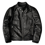 Leather Men's Stand Collar Leather Jacket Coat Youth - WOMONA.COM