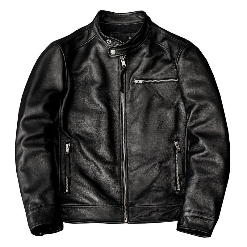 Leather Men's Stand Collar Leather Jacket Coat Youth - WOMONA.COM