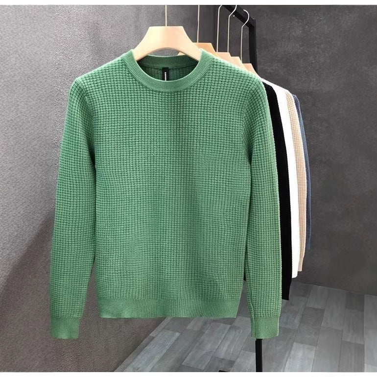 Loose Round Neck Sweater Men's Knitted Shirt - WOMONA.COM