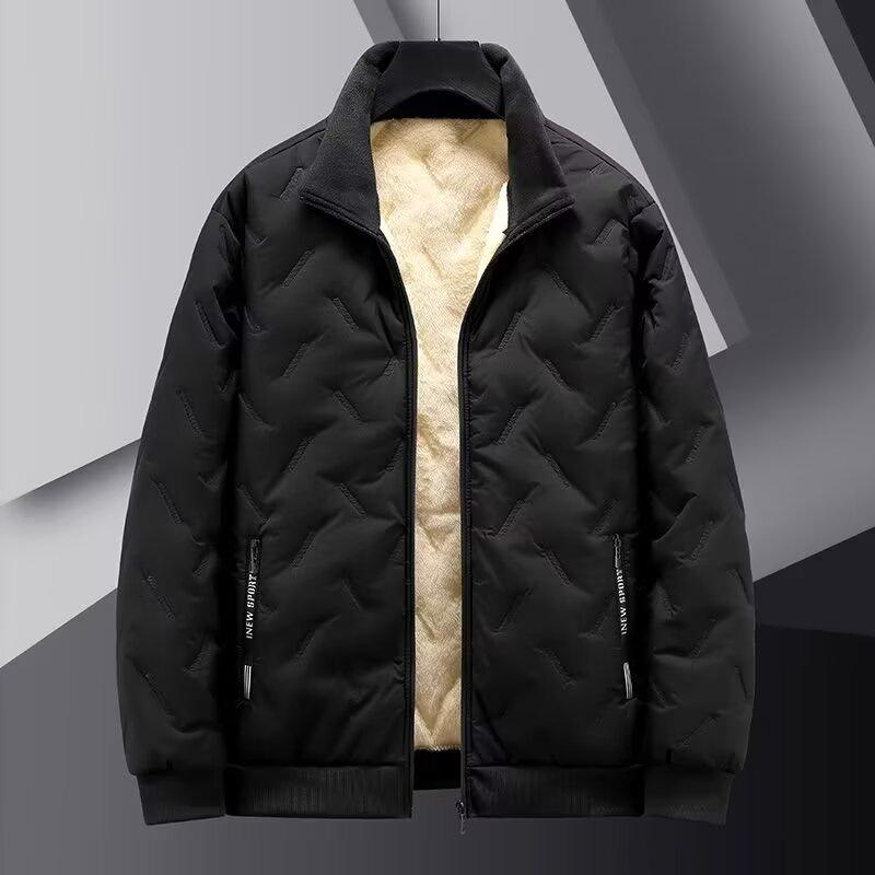 Men's black quilted waistcoat with full-zip front, stand collar, sherpa lining