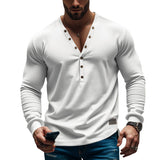 Men's Bottoming Slim-fit Buttoned V-neck Top - WOMONA.COM