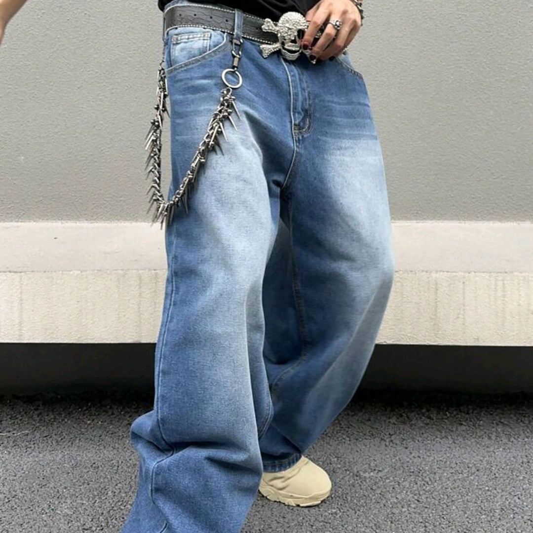 Men's Jeans Autumn And Winter Straight Loose Wash