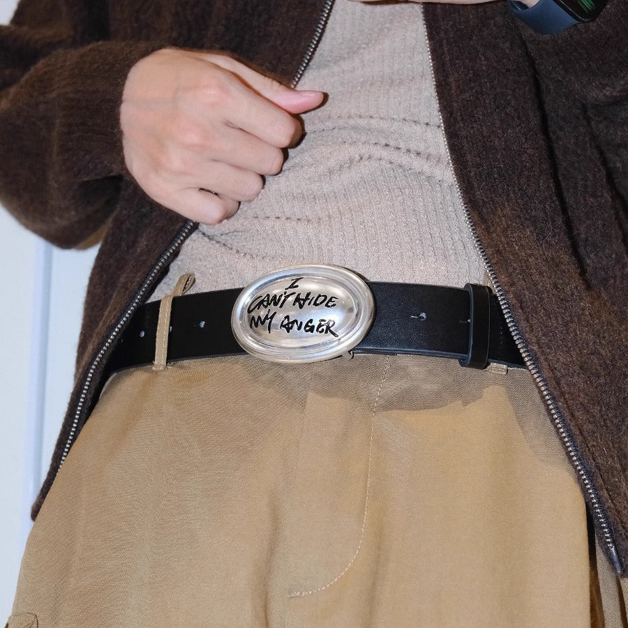 Graffiti Distressed Leather-Look Belt