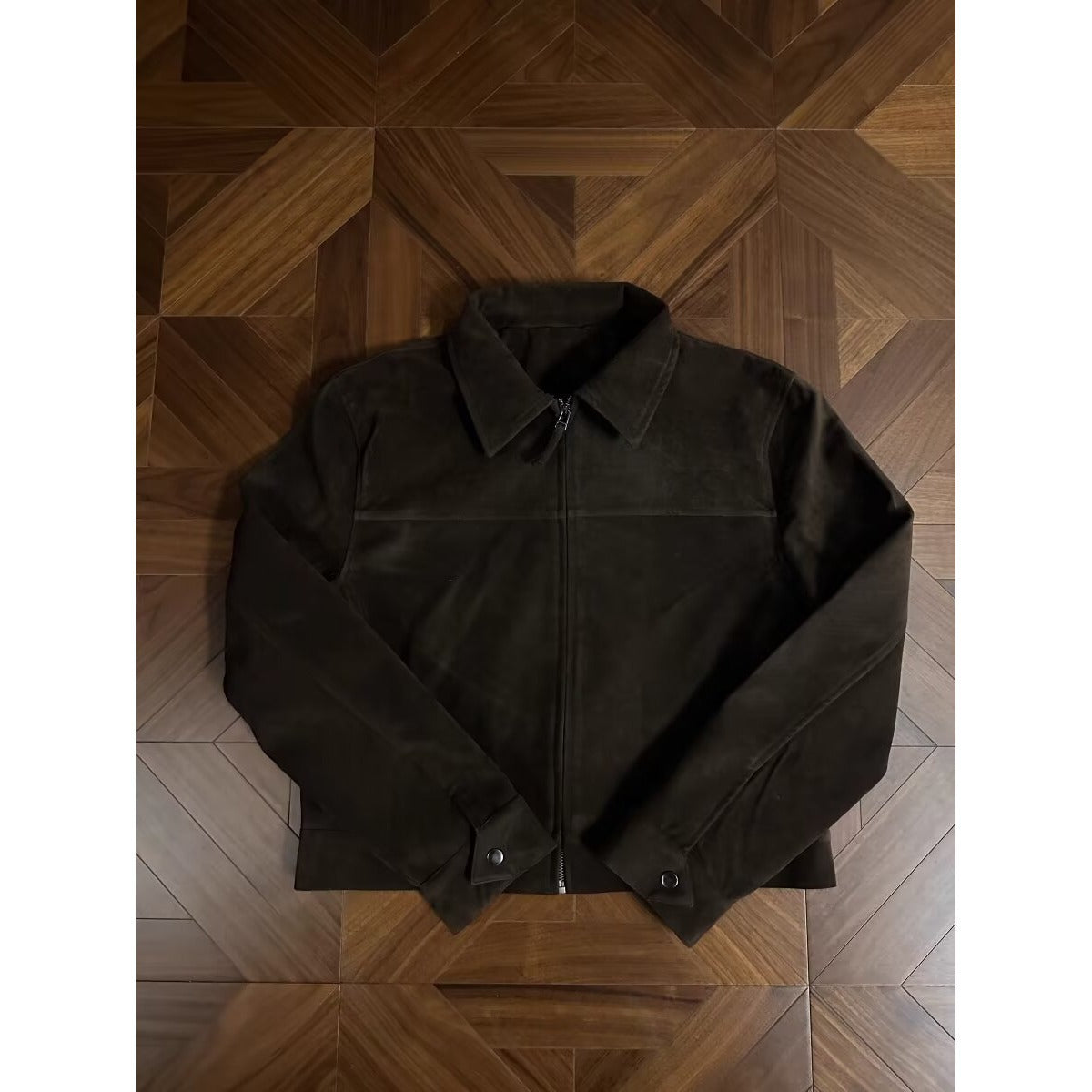 Men's Textured Lapel Zip Jacket, Black - product view 3