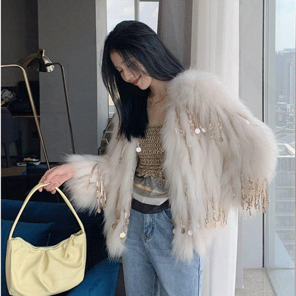 Protection Fox Fur Tassel Fur Coat