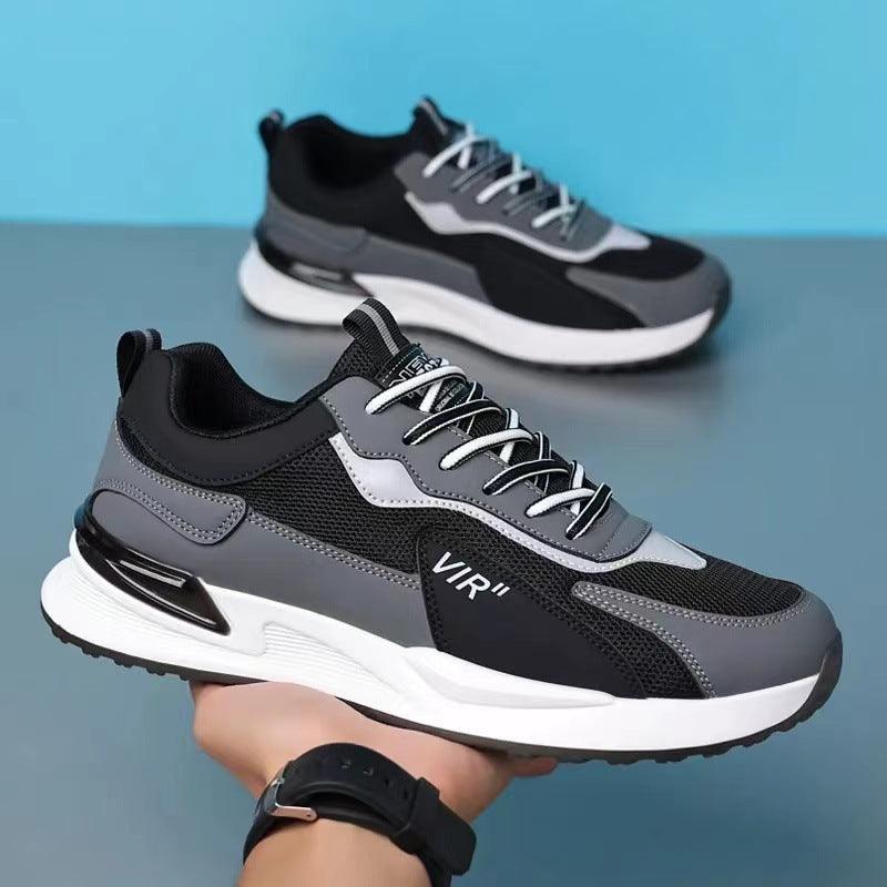 Men's Color Block Mesh Shoes Fashion Casual Lace-up Sneakers - WOMONA.COM