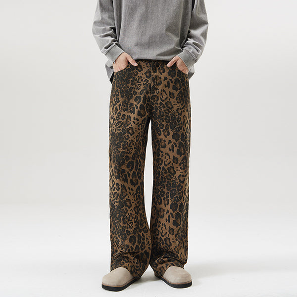 American Vintage Leopard Print Jeans For Men