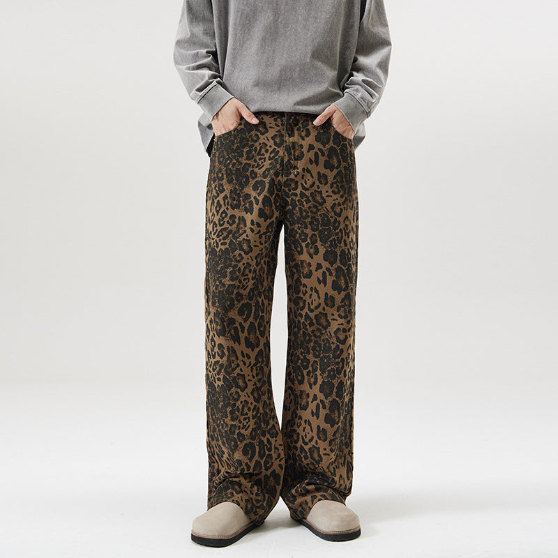 American Vintage Leopard Print Jeans For Men - WOMONA.COM