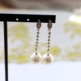 White Pearl Retro Drop Earrings - WOMONA.COM