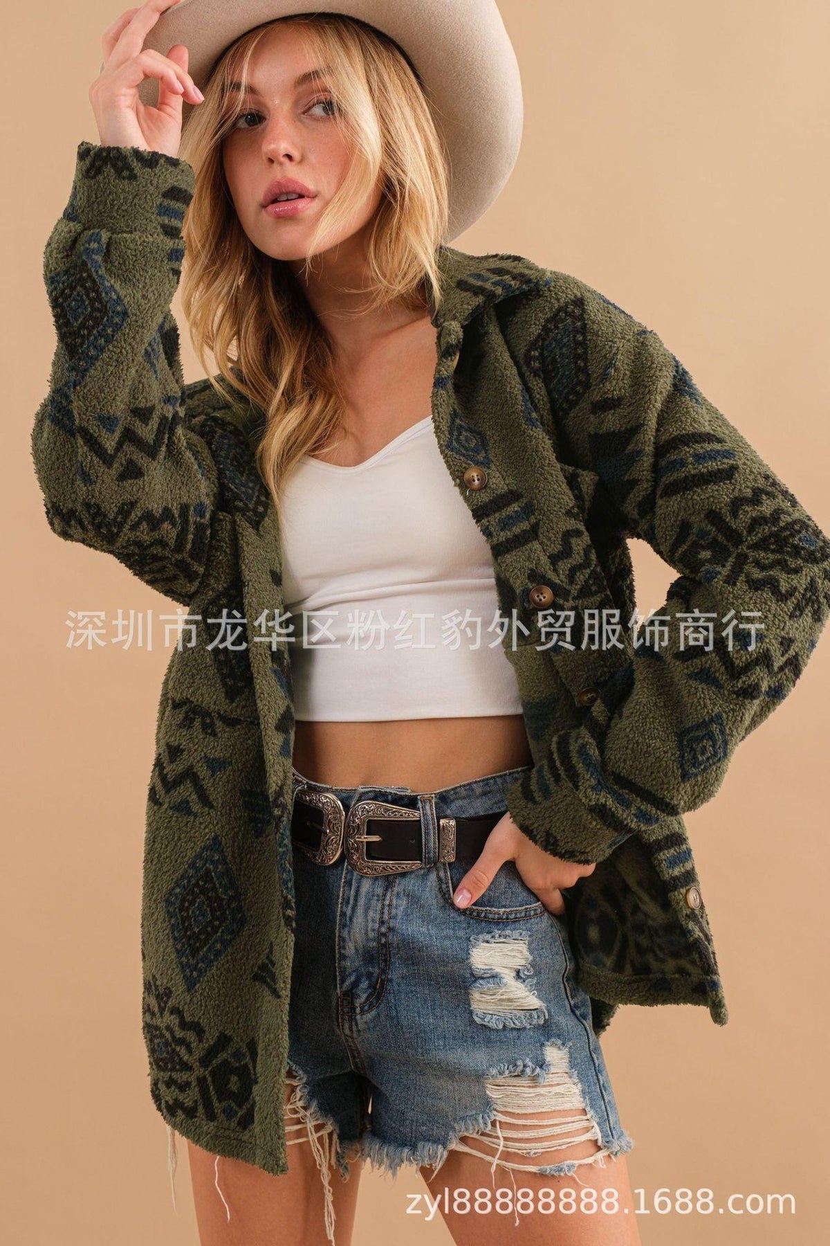 Women's Retro Plush Lapel Long-sleeved Jacket - WOMONA.COM