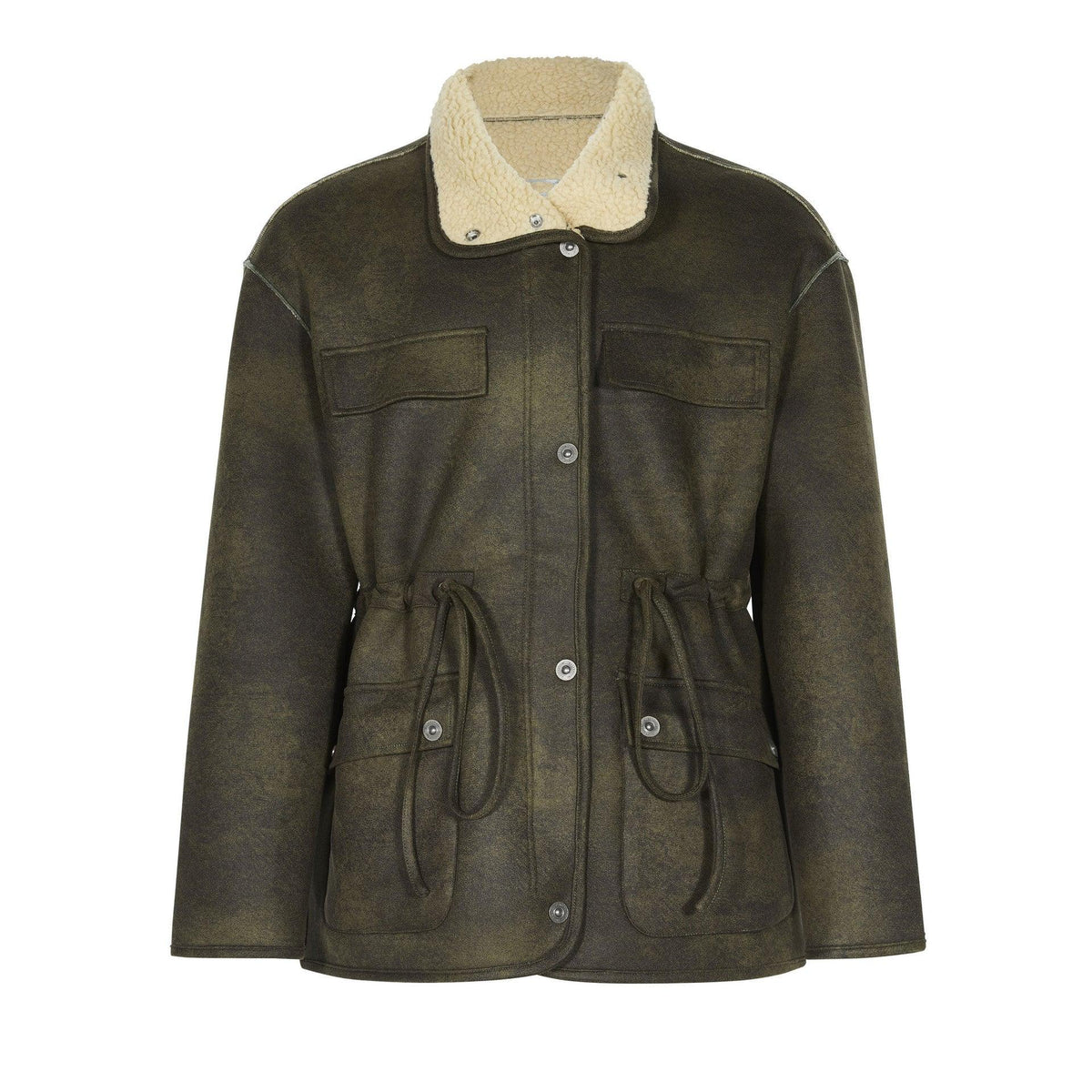 Lamb Wool Lapel Motorcycle Padded Coat Men - WOMONA.COM