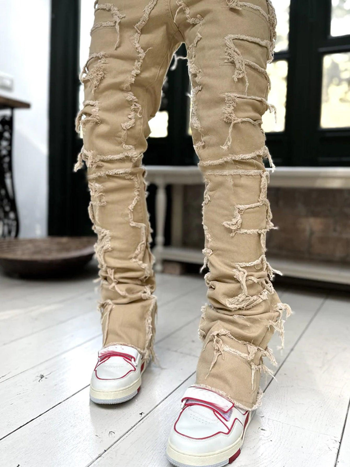 Men Trousers Individual Patched Pants - WOMONA.COM
