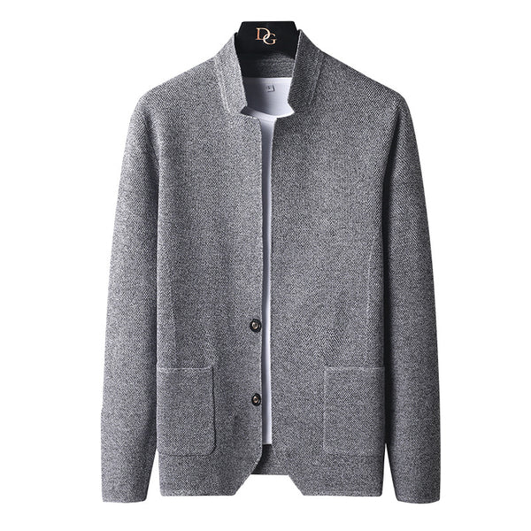 Pocket Stand Collar Cardigan Sweater Men - WOMONA.COM